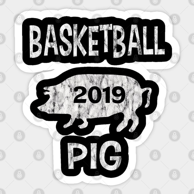 2019 Year Of The Pig Basketball Pig Sticker by familycuteycom